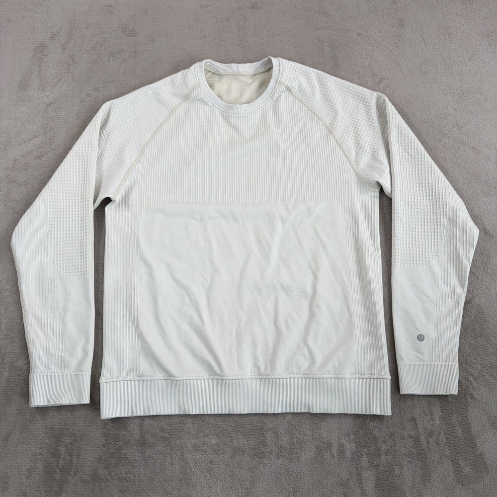 Lululemon Engineered Warmth Crewneck Sweatshirt Off White Wool Blend Men Large